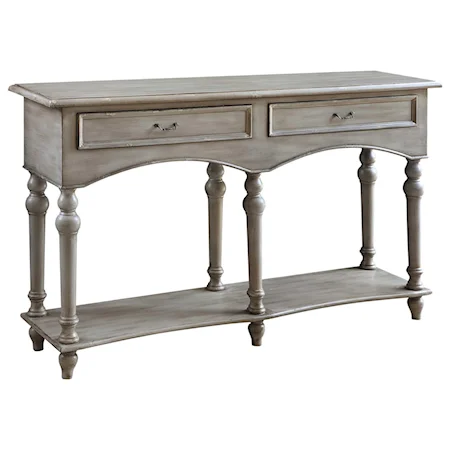 Grey Two Drawer Shaped Console